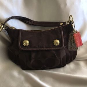 Genuine COACH signature bag w/ leather/gold detail